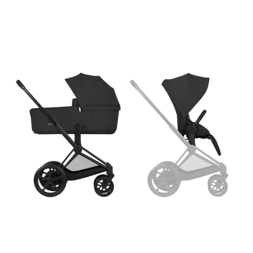Візочок Cybex e-Priam 5.0 Sepia Black на шасі Matt Black 2 в 1