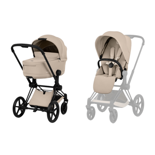 Візочок Cybex Priam 5.0 Cozy Beige на шасі Matt Black 2 в 1