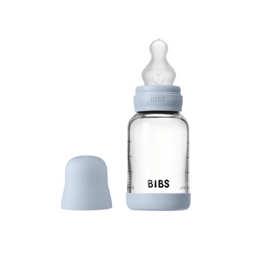 Скляна дитяча пляшечка BIBS Glass Baby Bottle Round Silicone 120 мл Slow Flow