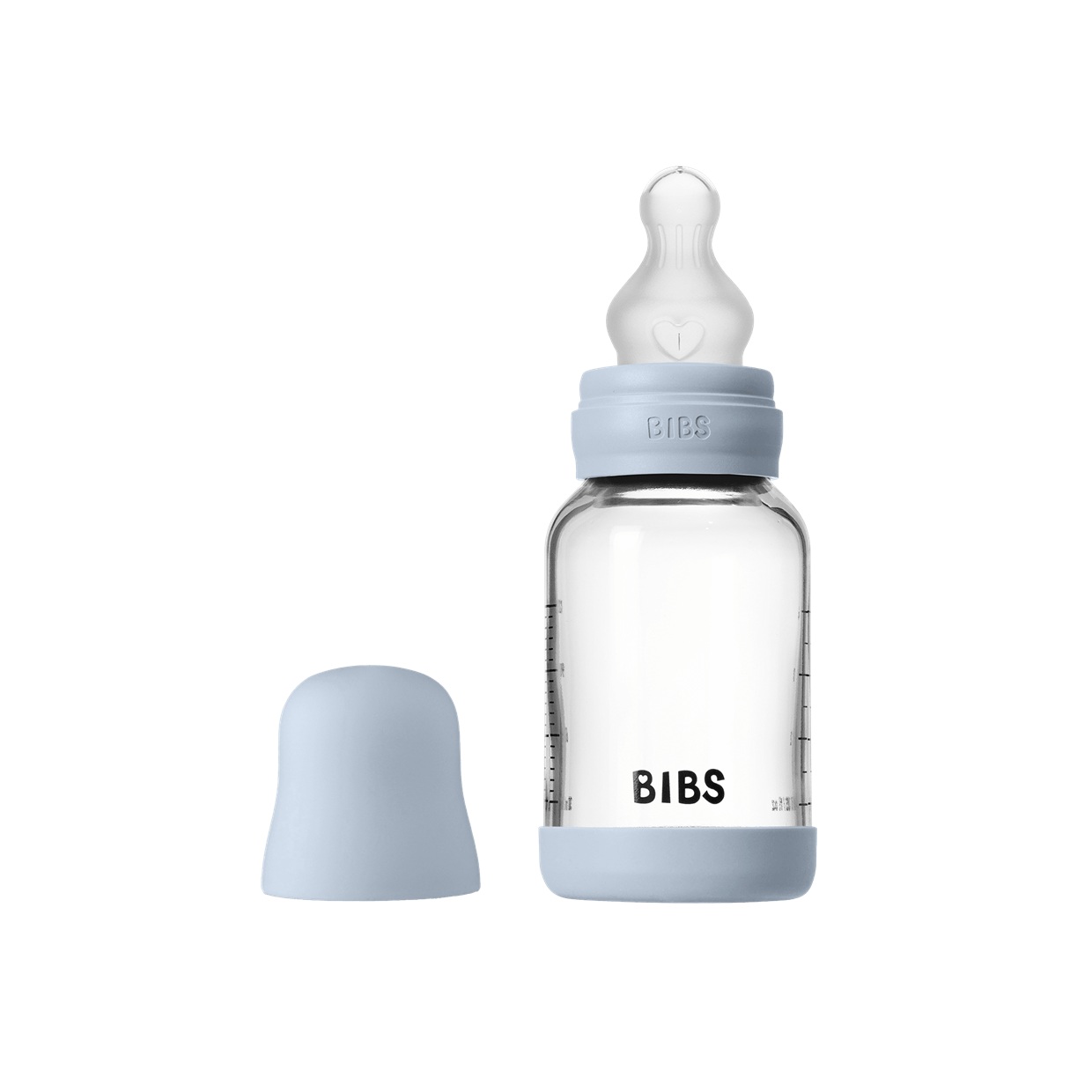 Скляна дитяча пляшечка BIBS Glass Baby Bottle Round Silicone 120 мл Slow Flow