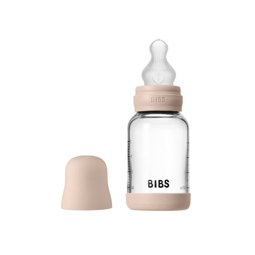 Скляна дитяча пляшечка BIBS Glass Baby Bottle Round Silicone 120 мл Slow Flow
