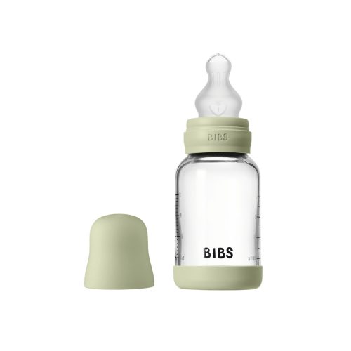 Скляна дитяча пляшечка BIBS Glass Baby Bottle Round Silicone 120 мл Slow Flow