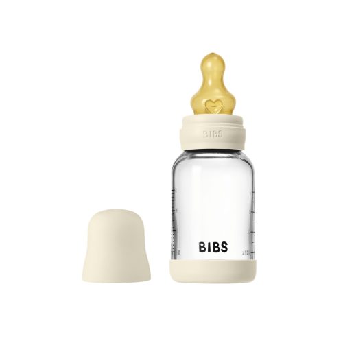 Скляна дитяча пляшечка BIBS Glass Baby Bottle Round Latex 120 мл Slow Flow