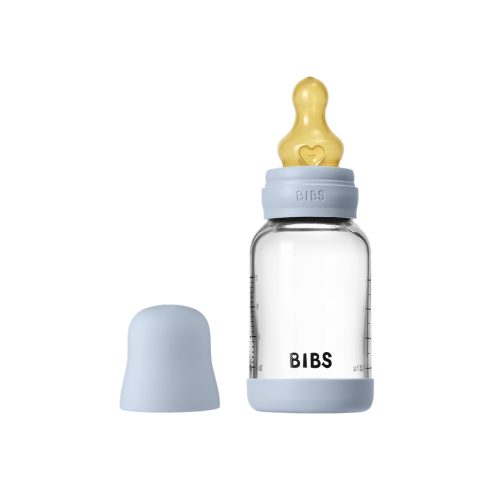 Скляна дитяча пляшечка BIBS Glass Baby Bottle Round Latex 120 мл Slow Flow