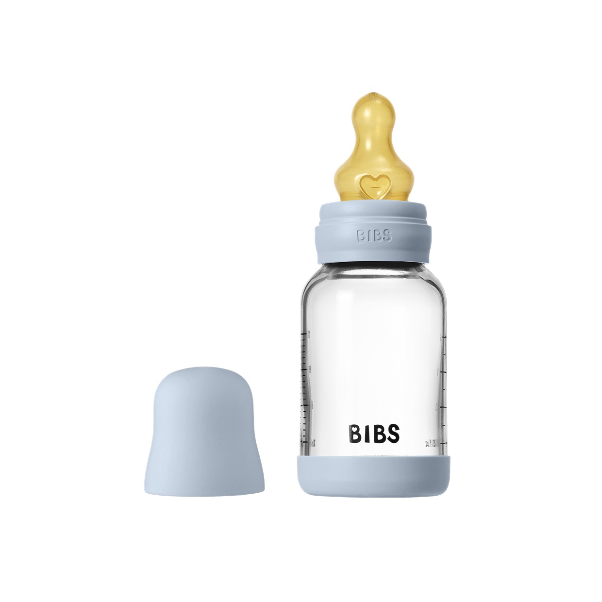 Скляна дитяча пляшечка BIBS Glass Baby Bottle Round Latex 120 мл Slow Flow