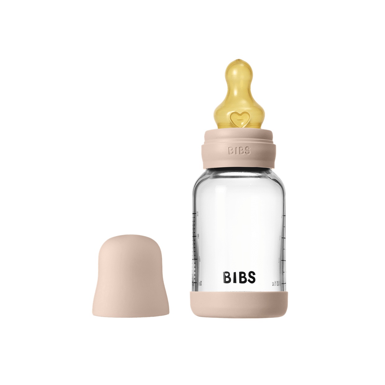 Скляна дитяча пляшечка BIBS Glass Baby Bottle Round Latex 120 мл Slow Flow
