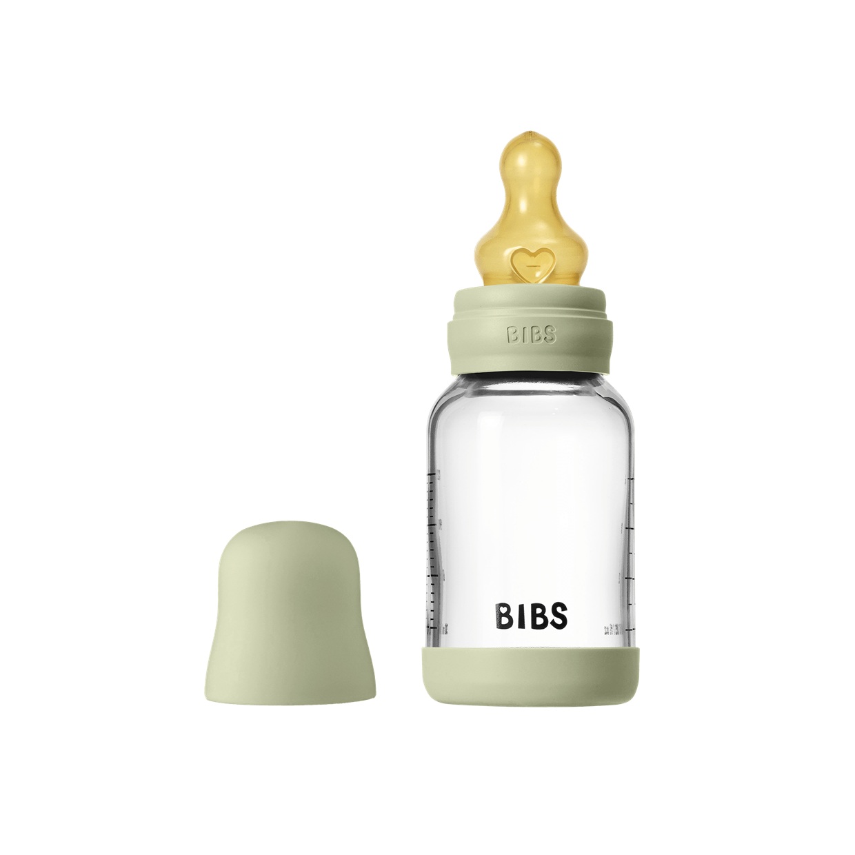 Скляна дитяча пляшечка BIBS Glass Baby Bottle Round Latex 120 мл Slow Flow