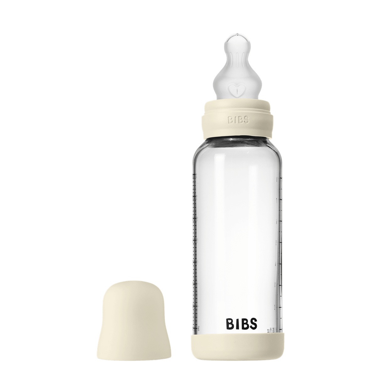 Скляна дитяча пляшечка BIBS Glass Baby Bottle Round Silicone 240 мл Medium Flow