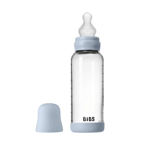 Скляна дитяча пляшечка BIBS Glass Baby Bottle Round Silicone 240 мл Medium Flow