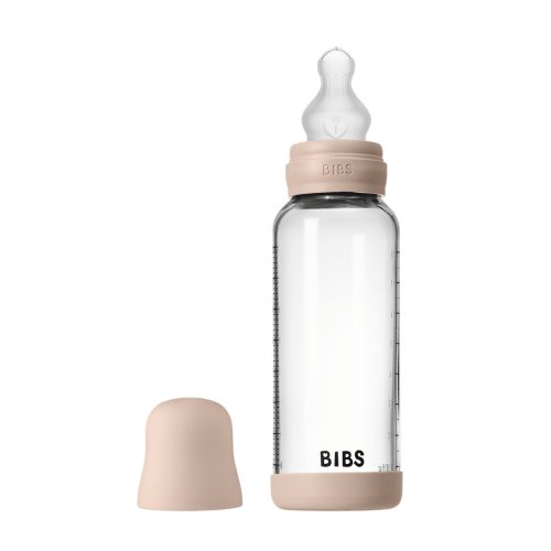 Скляна дитяча пляшечка BIBS Glass Baby Bottle Round Silicone 240 мл Medium Flow