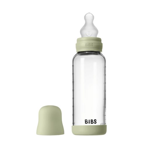 Скляна дитяча пляшечка BIBS Glass Baby Bottle Round Silicone 240 мл Medium Flow