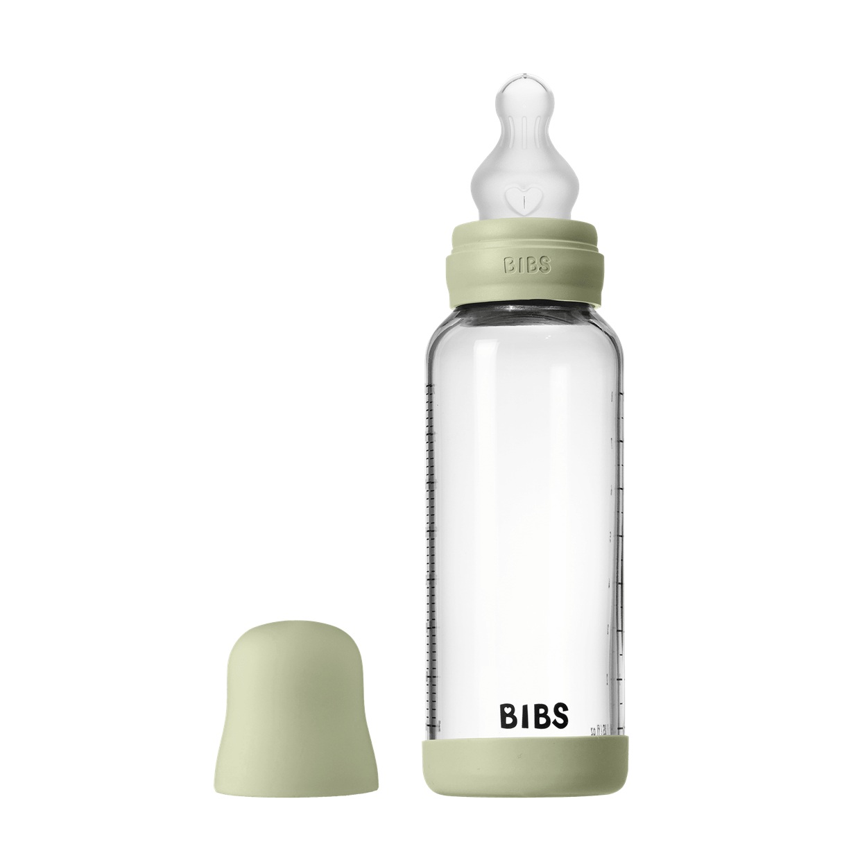 Скляна дитяча пляшечка BIBS Glass Baby Bottle Round Silicone 240 мл Medium Flow