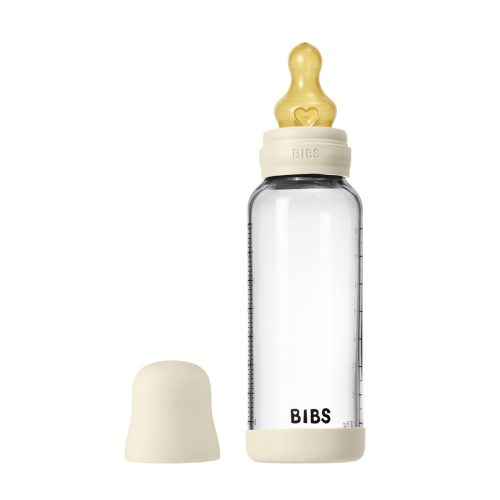 Скляна дитяча пляшечка BIBS Glass Baby Bottle Round Latex 240 мл Medium Flow