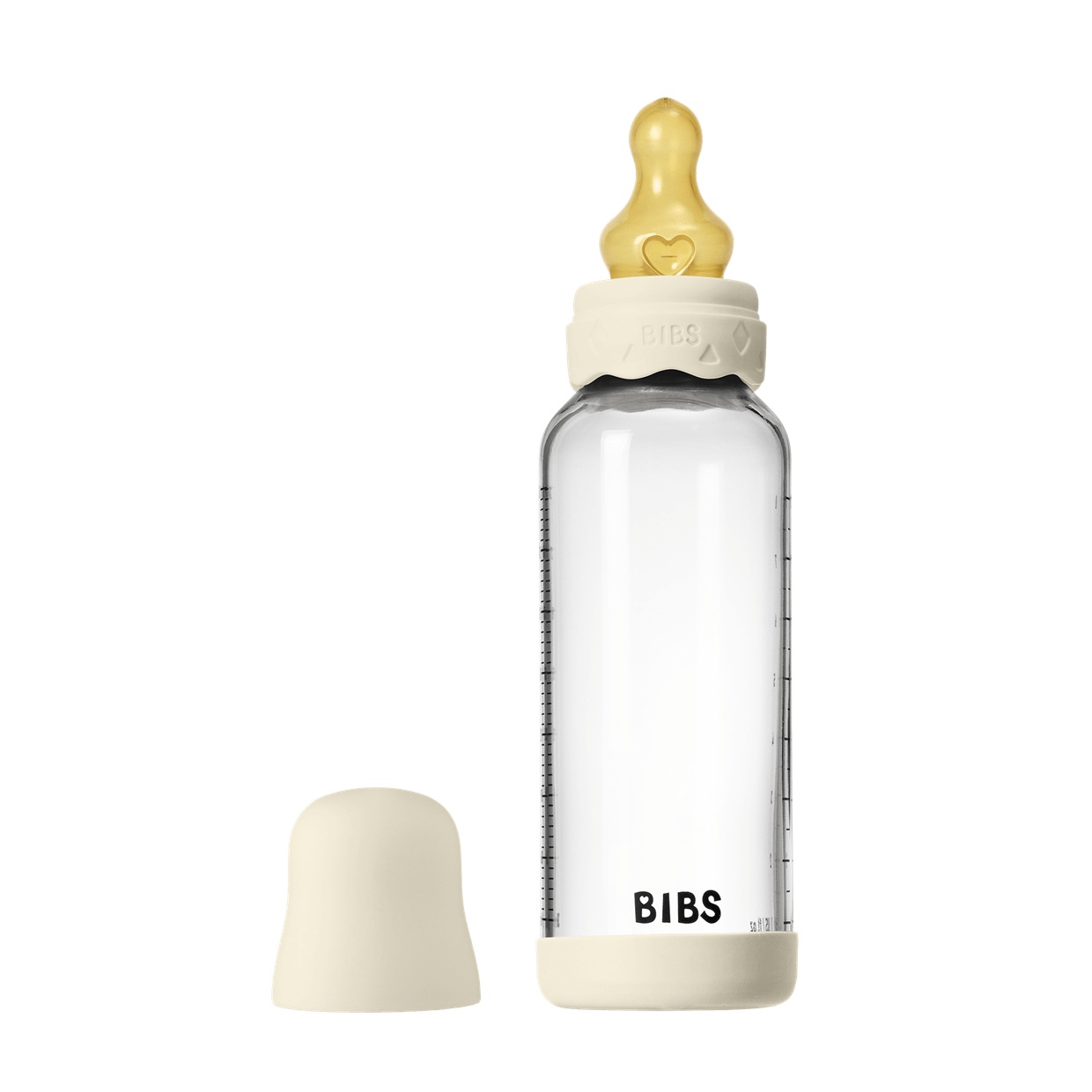 Скляна дитяча пляшечка BIBS Glass Boheme Baby Bottle Round Latex 240 мл Medium Flow