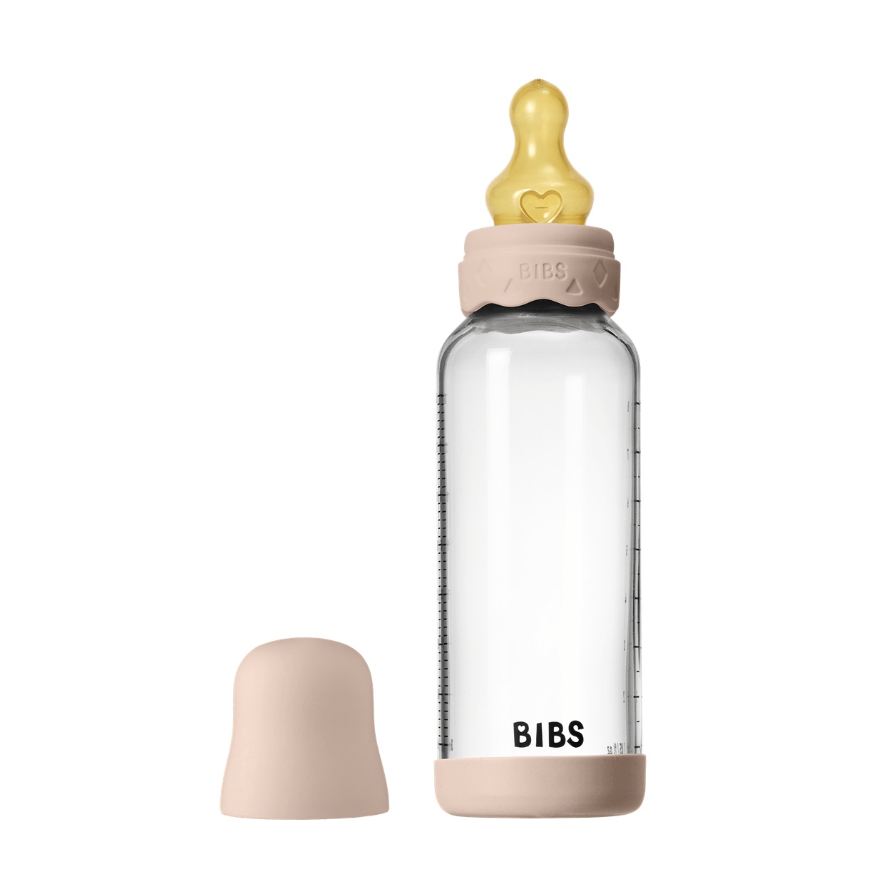 Скляна дитяча пляшечка BIBS Glass Boheme Baby Bottle Round Latex 240 мл Medium Flow
