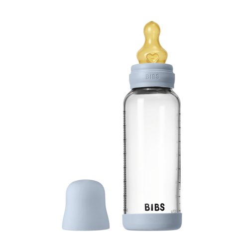 Скляна дитяча пляшечка BIBS Glass Baby Bottle Round Latex 240 мл Medium Flow