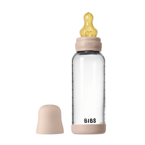 Скляна дитяча пляшечка BIBS Glass Baby Bottle Round Latex 240 мл Medium Flow