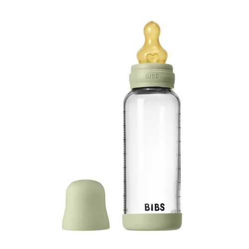 Скляна дитяча пляшечка BIBS Glass Baby Bottle Round Latex 240 мл Medium Flow