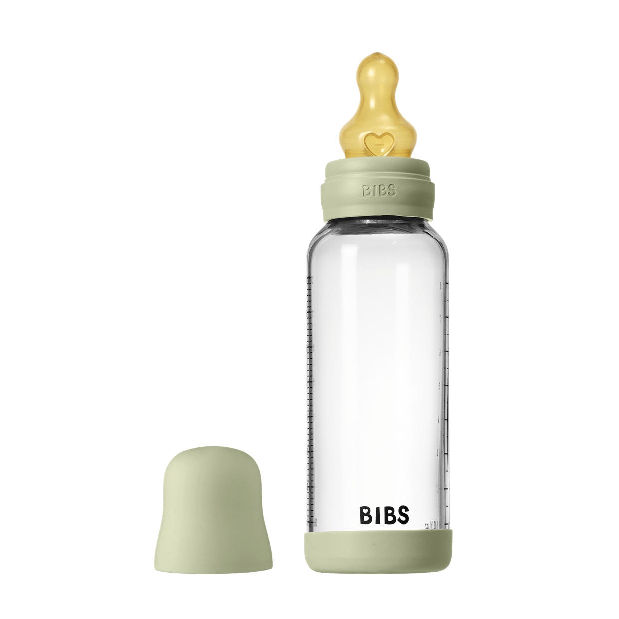 Скляна дитяча пляшечка BIBS Glass Baby Bottle Round Latex 240 мл Medium Flow